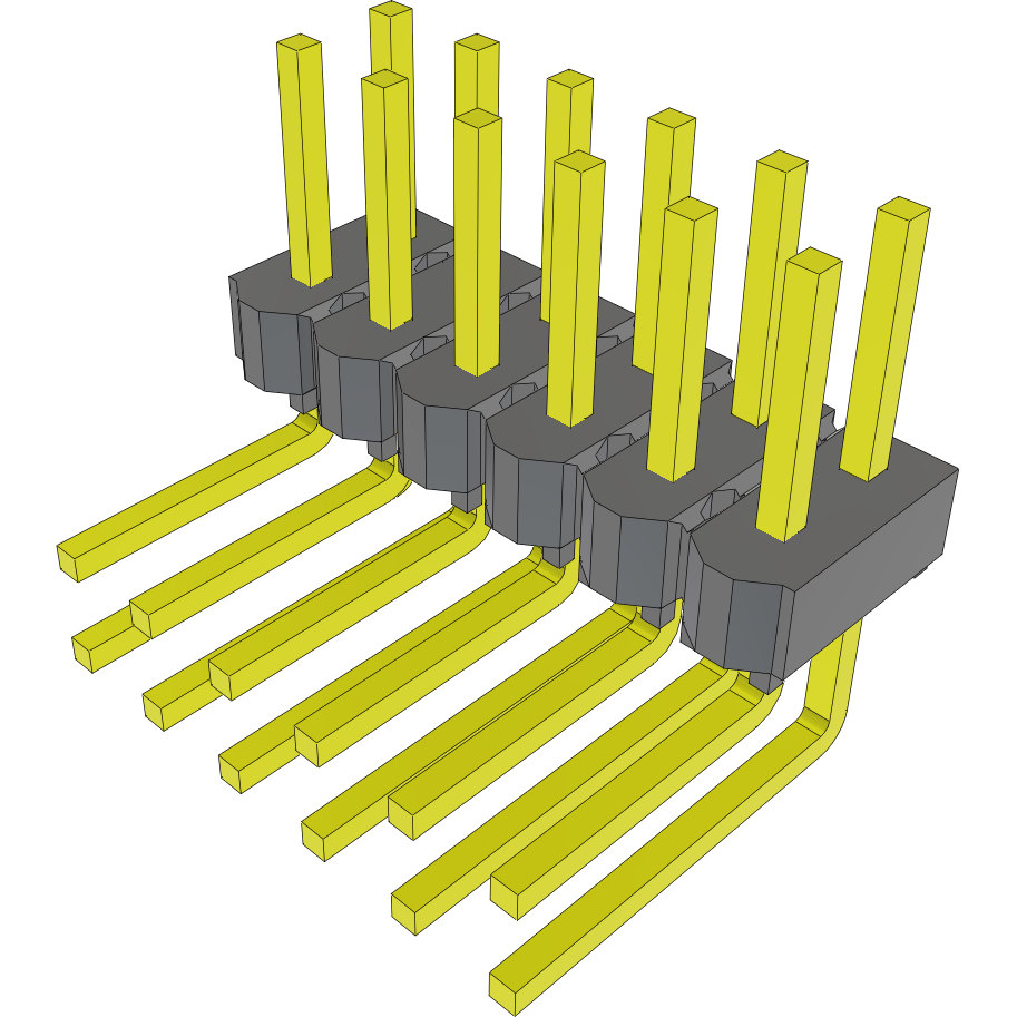 Samtec-MTSW-106-22-G-D-213-RA Steckverbinderleisten und Leiterplattenbuchsen Conn Unshrouded Header HDR 12 POS 2.54mm Solder RA Side Entry Thru-Hole Bulk