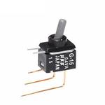 Switch Toggle ON None (ON) SPDT Round Lever PC Pins 0.1A 28VAC 28VDC 0.4VA PC Mount with Bracket