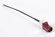 Molex-89762-9030 Cable Assembly Coaxial FAKRA SMB Right-Angle Jack-to-MCRF Plug Assembly, 1.32mm Cable Diameter, Length 90.00mm, 50 Ohms