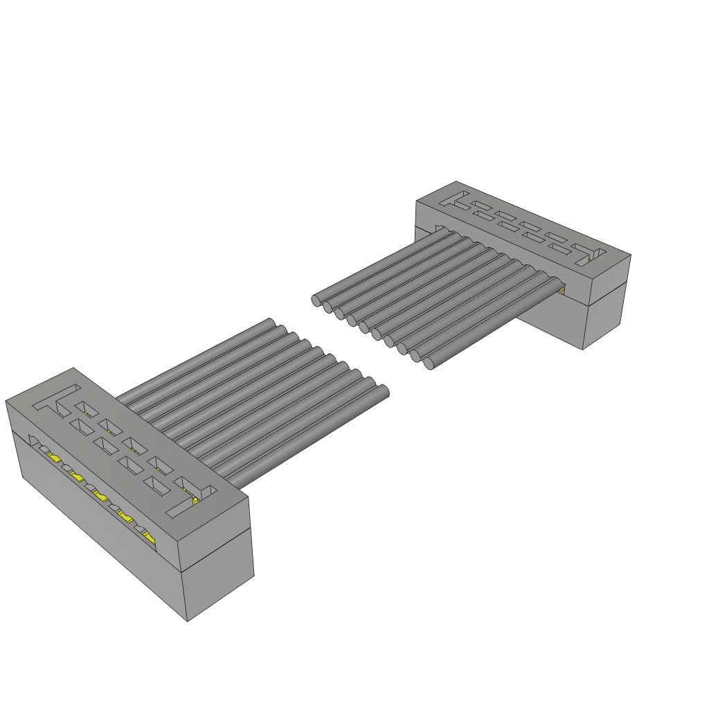 Samtec-TCSD-05-D-14.00-01-F-N-D07 Flachband Kabelbaugruppen Cable Assembly 0.355m 28AWG 1mm 10 to 10 POS IDC Connector to IDC Connector F-F TIGER EYE™ Bulk