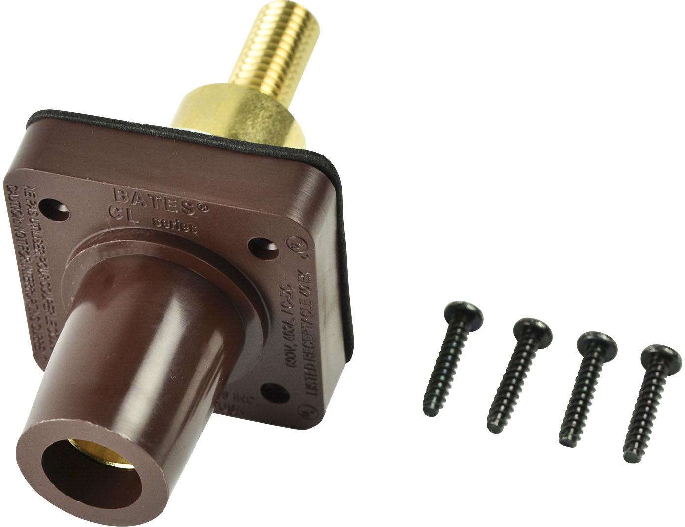 Marinco-CL40FRSBML-F Connector Power CL Series Panel Mounts (400A / 600V) Threaded Stud Female - Brown (F) Extended Shoulder