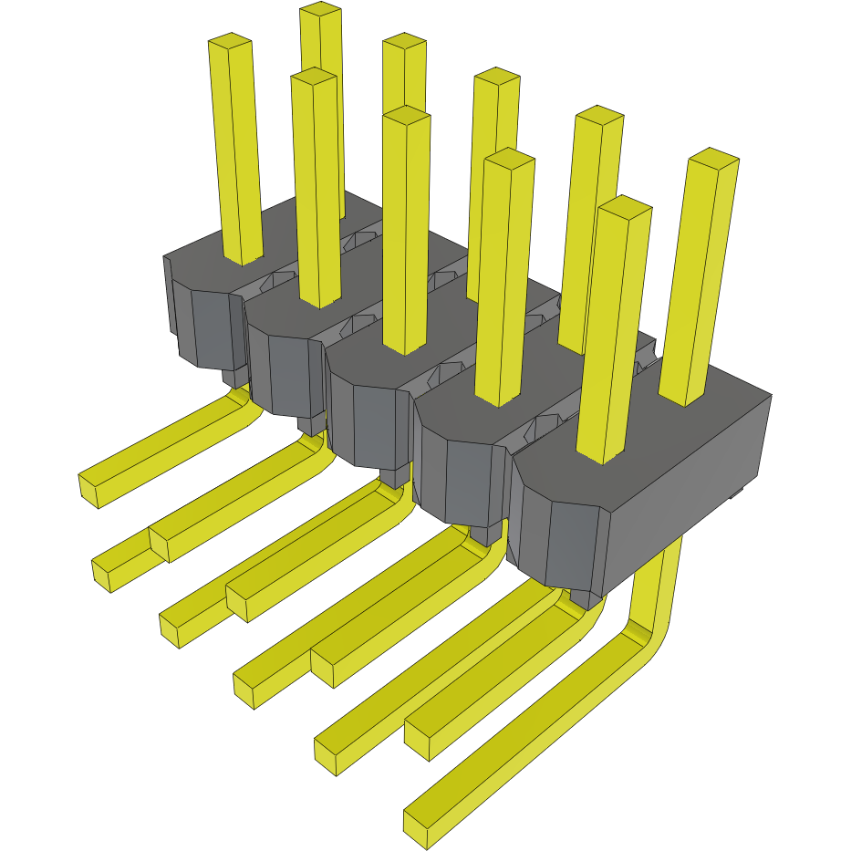 Samtec-MTSW-105-08-L-D-200-RA Steckverbinderleisten und Leiterplattenbuchsen Conn Unshrouded Header HDR 10 POS 2.54mm Solder RA Side Entry Thru-Hole Bulk