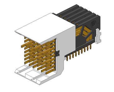Amphenol Communications Solutions-10040862-101LF Blackplane del conector AirMax VS®, Backplane Connectors, 3-Pair, 54 -position, 2mm pitch, 6 column, 2 Walls, Right Angle Header