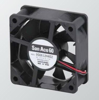 SANYO DENKI-9S0612F402 Gebläse und Lüfter DC Fan Axial Ball Bearing 12V 6V to 13.8V 17.3CFM 20dB 60 X 60 X 25mm Low Noise/Low Vibration