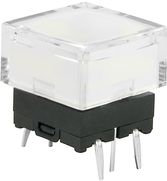 NKK Switches-JB15LPF-JB Conmutador táctil Switch Tactile OFF (ON) SPST Flush Square Button PC Pins 0.05A 24VDC 5000000Cycles 1.76N Thru-Hole