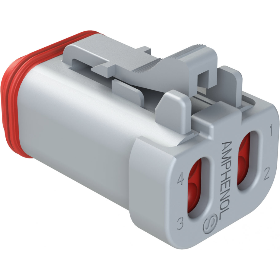 Amphenol-AT06-4S-EC01 Einzeladersteckverbinder, Gehäuse Conn Housing PL 4 POS Crimp ST Cable Mount Gray