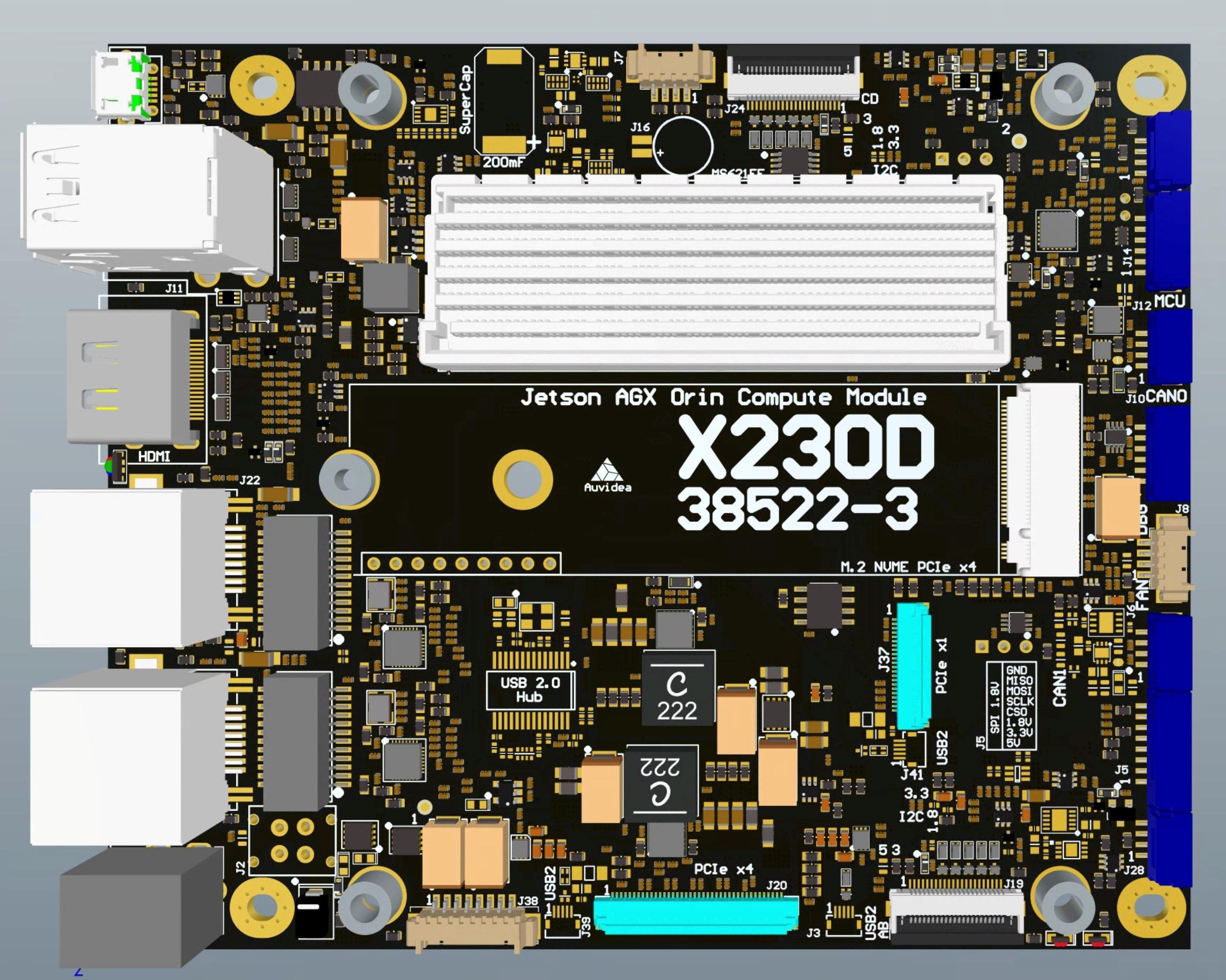 Auvidea GmbH-70416 Tarjetas y tableros portadores X230D carrier board for NVIDIA Jetson AGX Orin