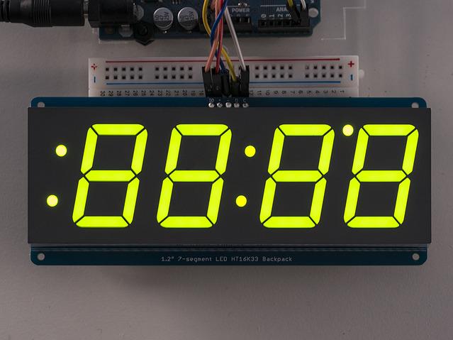 Adafruit Industries-1268 Kits et outils de développement 1.2" 4-Digit 7-Segment Display w/I2C Backpack - Green