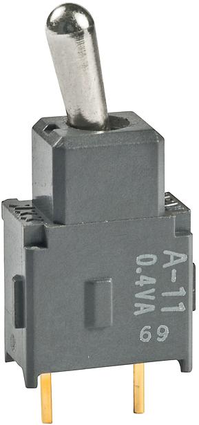 NKK Switches-A11JP Switch Toggle Switch Toggle OFF None ON SPST Bat Lever PC Pins 0.1A 28VAC 28VDC 0.4VA PC Mount
