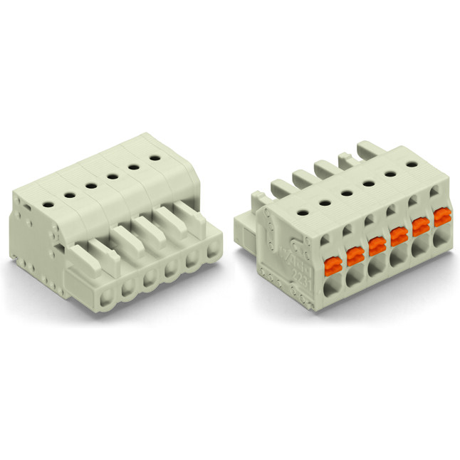 WAGO-2721-106/026-000 Steckverbinder, Klemmenblöcke 1-Conductor Female Plug, 100% protected against mismating, Push-button, 2.5 mm2, Pin spacing 5 mm, 6-pole