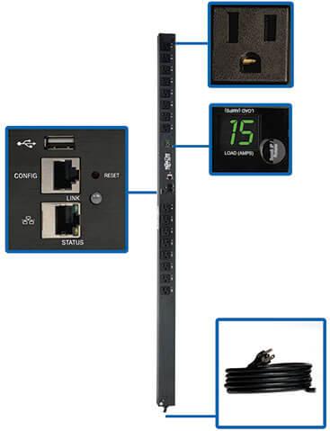 Eaton-PDUMV15NETLX Unité de distribution d’alimentation PDU Switched 100V/120V/127V 12A Vertical Rackmount