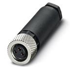 PHOENIX CONTACT-1506888 Sensor Accessories Connector, 3-position, Socket straight M8, A-coded, Screw connection, knurl material Nickel-plated brass,external cable diameter 3.5 mm . 5 mm