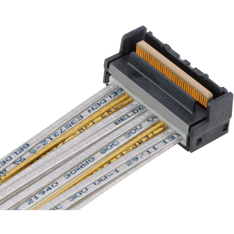 Molex-2166111128 扁平/带状电缆组件 Mini Cool Edge (MCIO) Right-Angle-to-Mini Cool Edge