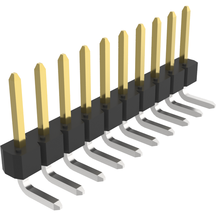 Amphenol Communications Solutions-68016-410HLF Steckverbinderleisten und Leiterplattenbuchsen BergStik®, Board to Board connector, Unshrouded Right Angle Header, Through Hole, Single Row, 10 Positions, 2.54 mm (0.100) Pitch