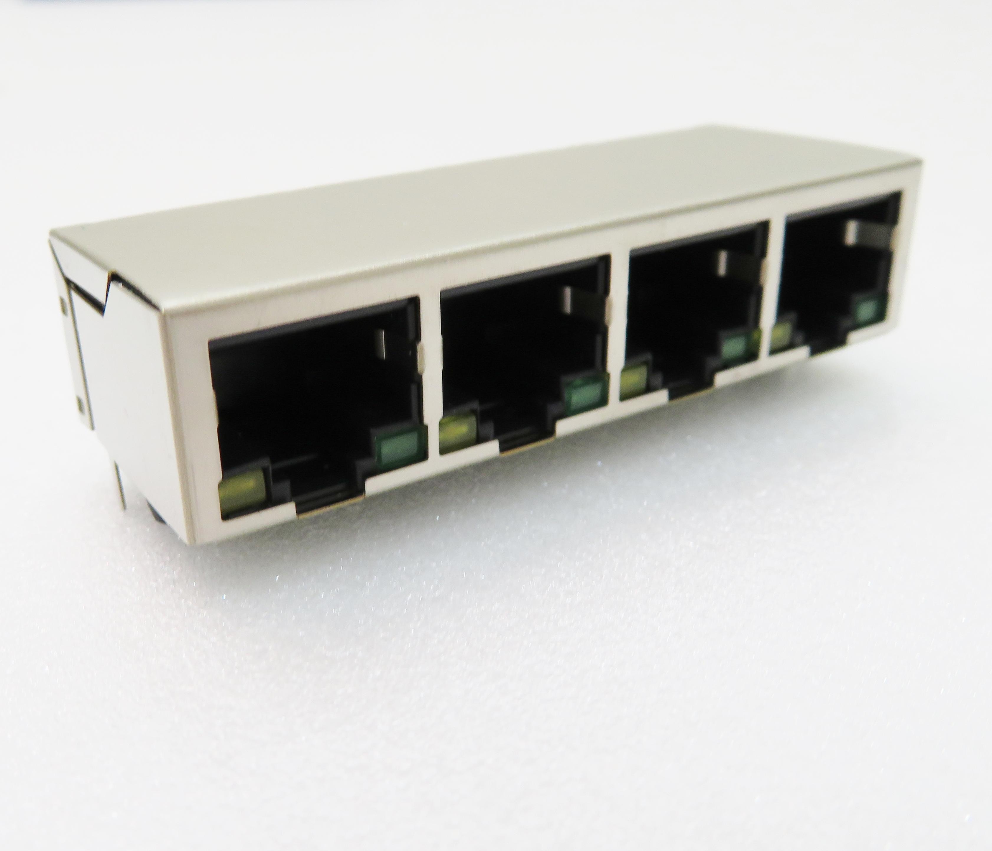 ADAM TECH-MTJG-4-88GX1-FSD-LG Steckverbinder, Telefon und Telekommunikation Conn RJ-45 F 32 POS 1.27mm Solder RA Thru-Hole 48 Terminal 4 Port