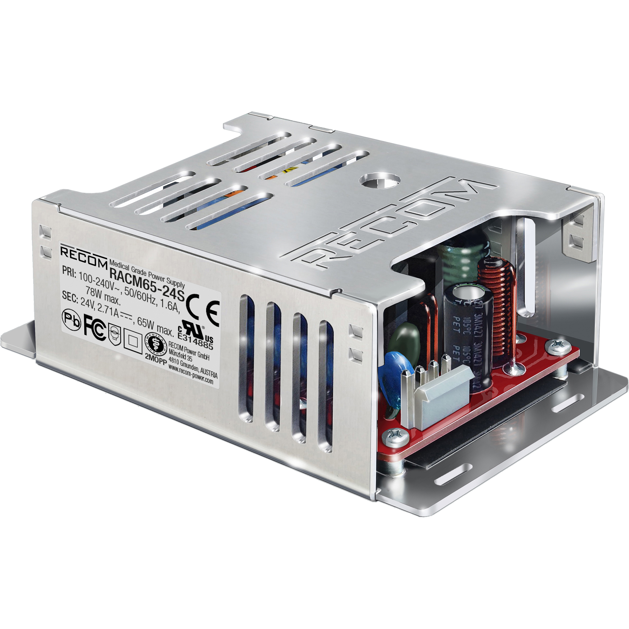 RECOM Power GmbH-RACM65-48S AC to DC Power Supplies AC/DC Power Supply Single-OUT 48V 1.36A 65W 6-Pin Box