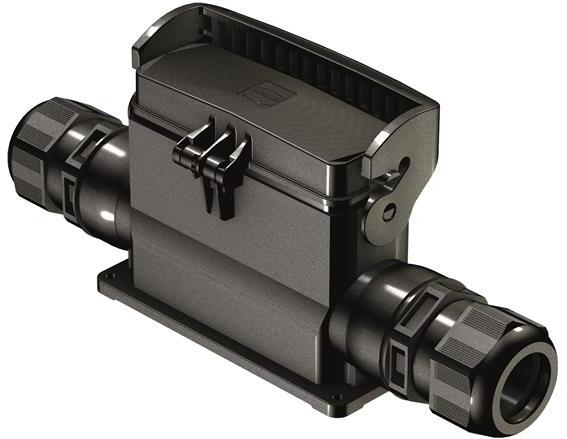 HARTING-19431240298 Schrumpfbalgenadapter Surface Mount Housing 90° 24B Shell Size Glass Filled Nylon/Glass Filled Polyamide Single Lock Han-Eco®