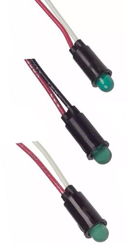 Visual Communications-5100H5 Panel Mount Indicators Panel Mount Indicator Round 0.25" LED 2.2V Wire Green T-1 3/4