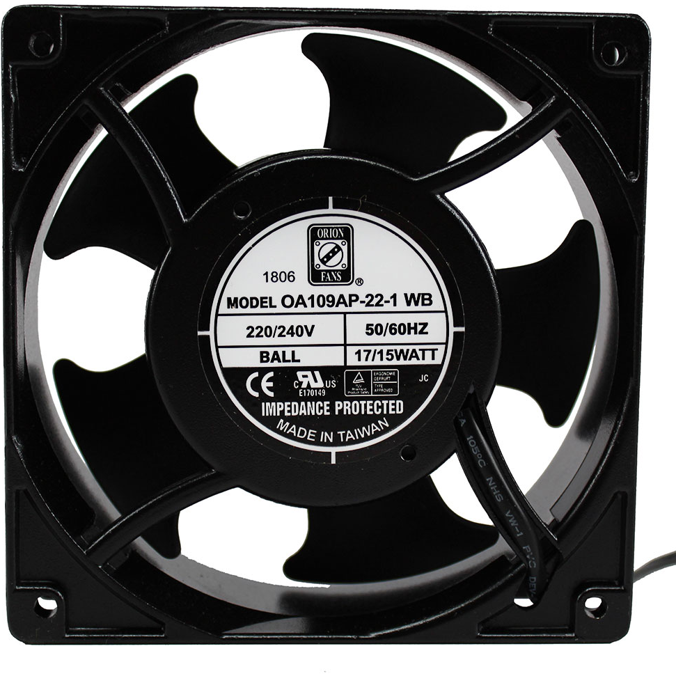 ORION FANS-OA109AP-22-1WB Blowers and Fans AC Fan Axial Ball Bearing 230V 200V to 250V 89CFM/104CFM 42dB 119.5 X 119.5 X 38.5mm High Speed