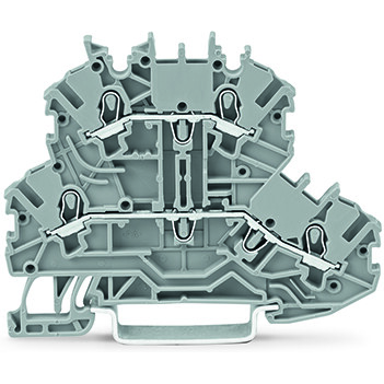 WAGO-2000-2202 Blocs de raccordement de terminaux Top Job double-deck Terminal Block, through-through N-L , rail mount, 2- Conductor, 3.5 mm wide, gray