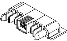 Molex-0464373103 Potencia del conector 2.00mm, 5.50mm Pitch EXTreme Ten60Power Right-Angle Plug Assembly with Guide Pins, 2 DC Power Circuits, 25 Signal Circuits, 2 DC Power Circuits