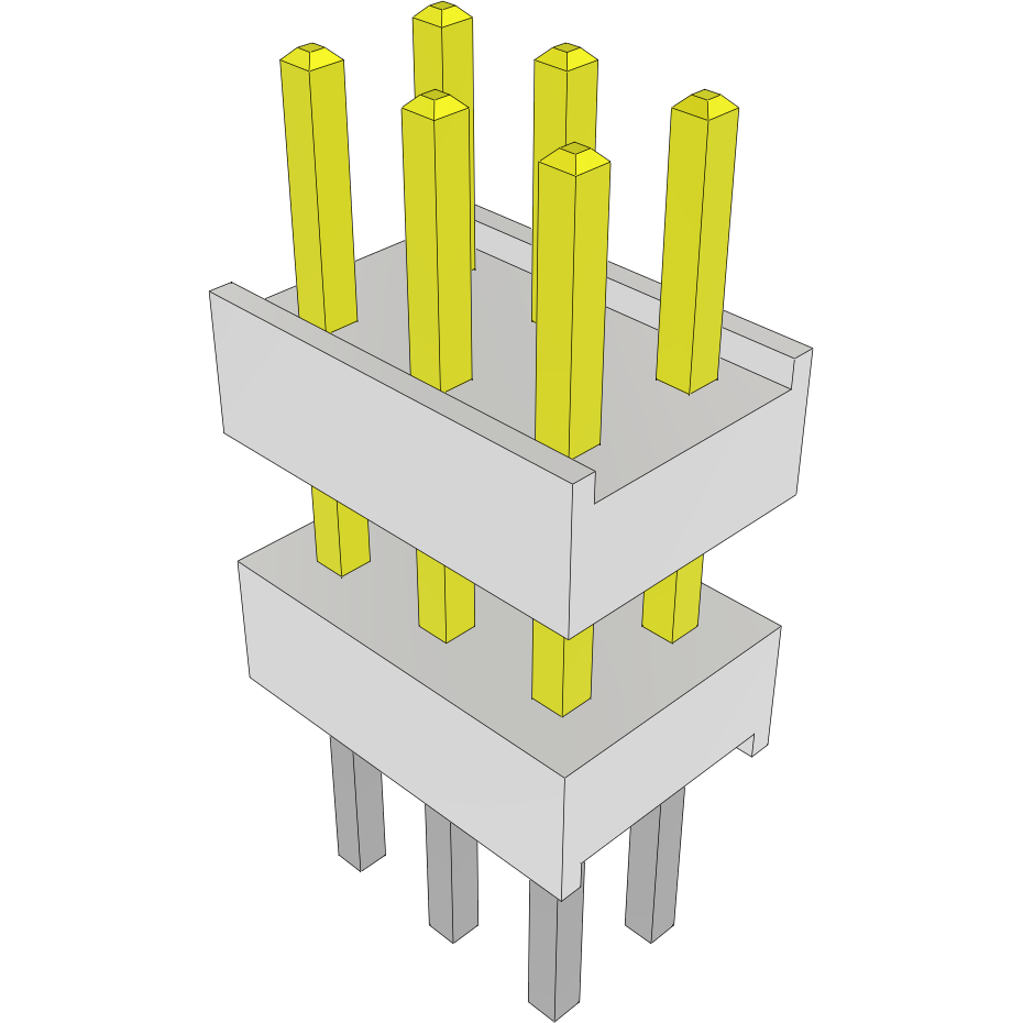 Samtec-HW-03-15-L-D-300-180 Steckverbinderleisten und Leiterplattenbuchsen Conn Board Stacker HDR 6 POS 2.54mm Solder ST Top Entry Thru-Hole Bulk