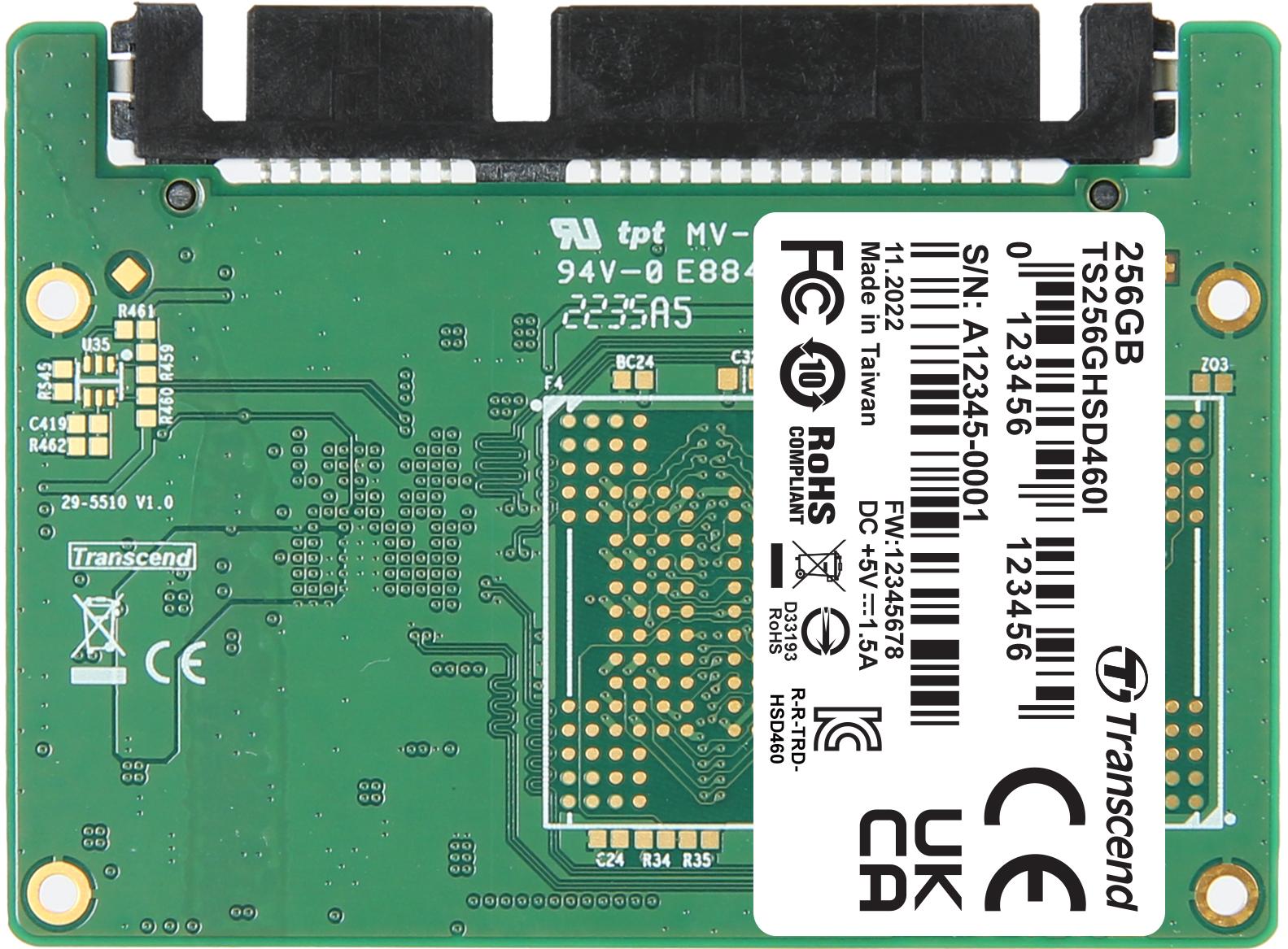 Transcend Information-TS256GHSD460I Solid State-Laufwerke 256GB Half-Slim SATA3, 3D TLC, DRAM-less, Wide Temperature, Embedded SSD