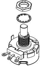 Honeywell-380017M9550 Widerstandstrimmern, Potenziometern und Regelwiderstande Res Conductive Plastic POT 5K Ohm 10% 2W 1(Elec)/1(Mech)Turns 6.35mm (33.35 X 27.79 X 36.12mm) Solder Lug Panel Mount