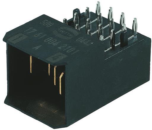 HARTING-17610042102 Steckverbinder, Mutterplatine Conn Backplane Power M 4 POS 3mm Press Fit RA Thru-Hole har-bus® Tube