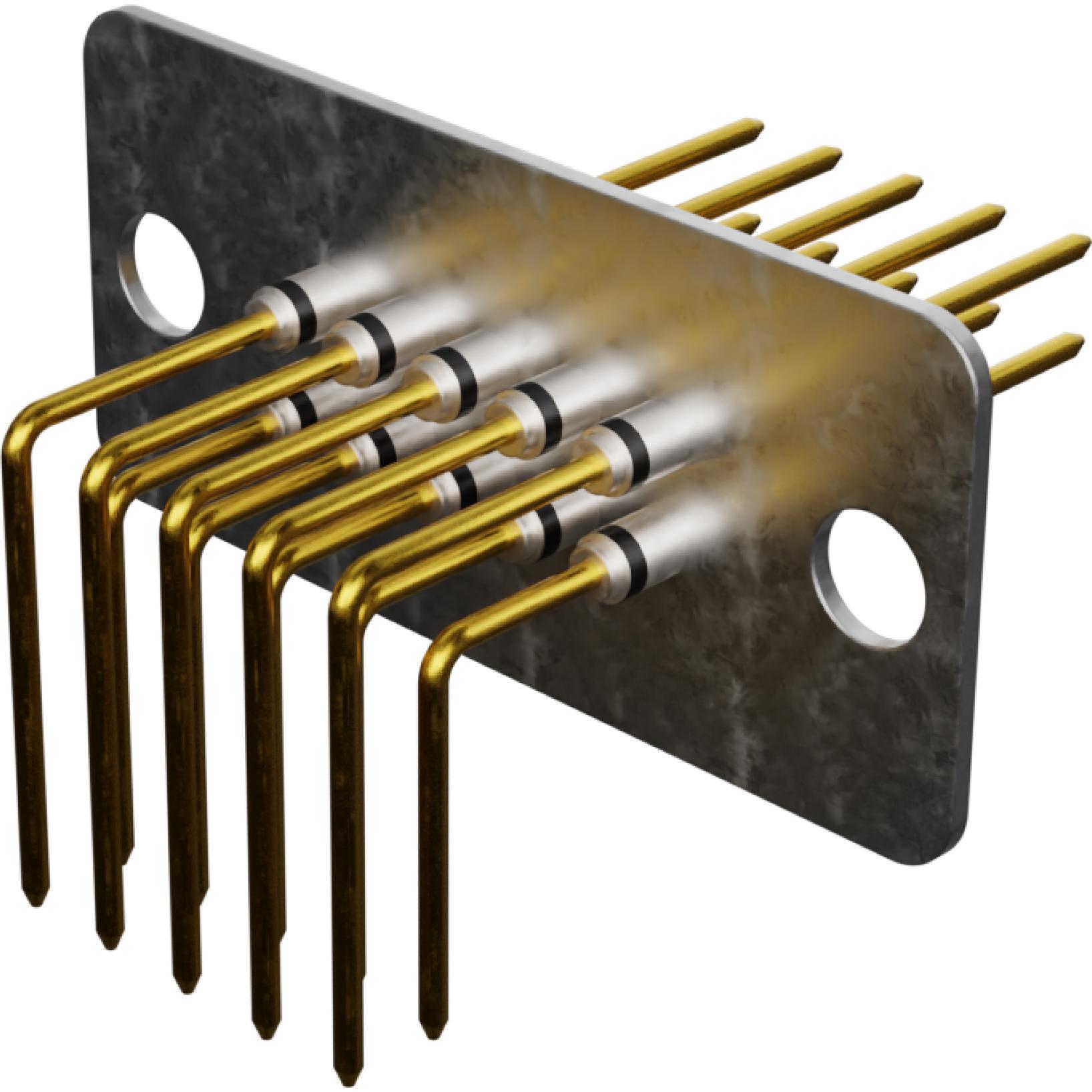 Molex-0732860130 Connector Accessories Bolt in EMI Filter Plate, Standard Density, 2x5, 90Deg (Right), 4000 pF C Feed through, 26.92mm Plate Length