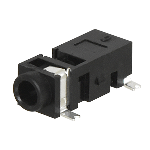 Conn 2.5MM Mono Jack RCP 2 POS Solder RA SMD 2 Terminal 1 Port T/R