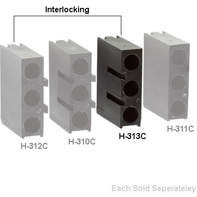 Bivar-H-313C Lighting Accessories LED Holder, Right Angle, 3 mm LED, 3 Level, 0.100in. / 0.300in. / 0.500in. Center Line, Interlocking, 2 Lead, Molded Nylon, Black