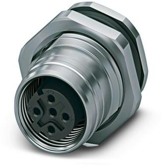 PHOENIX CONTACT-1027696 Sensor Accessories Sensor/actuator panel-mount connector, 4-pos., M12 push-pull, D-coded, rear/screw mounting with M16 thread, with straight solder connection