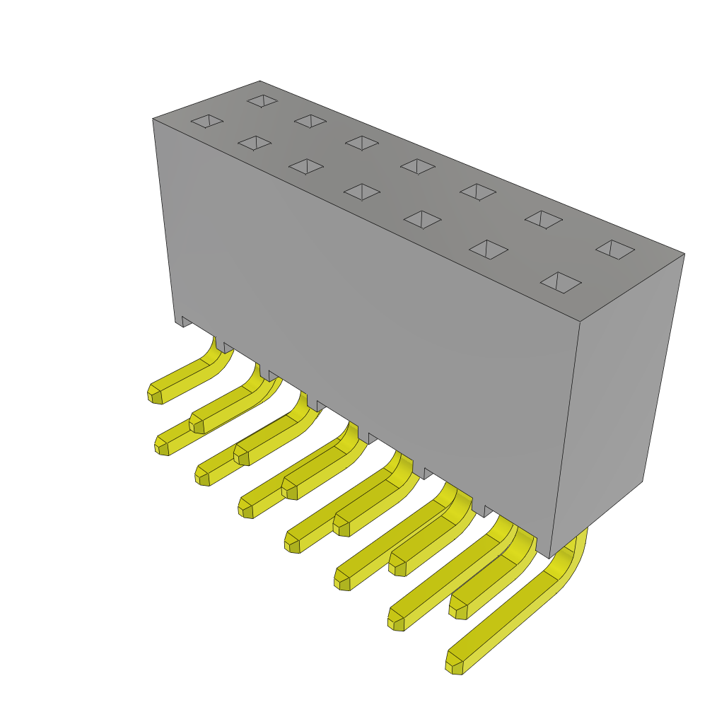 Samtec-SSQ-107-02-S-D-RA Connector Headers and PCB Receptacles Conn Socket Strip SKT 14 POS 2.54mm Solder RA Side Entry Thru-Hole Bulk