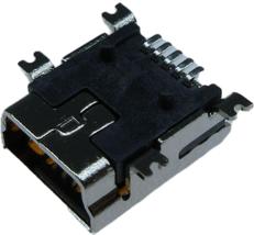 ADAM TECH-MUSB-B5-S-RA-SMT-PP-T/R Connector USB Conn Mini USB 2.0 Type B RCP 5 POS 0.8mm Solder RA SMD 5 Terminal 1 Port T/R