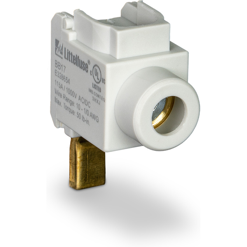 Littelfuse-BB17 Fuse Accessories Power Feed Lug 115A 1000VDC DIN Rail Quick Connect