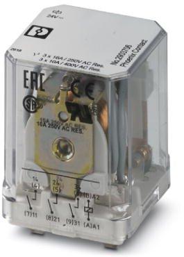 PHOENIX CONTACT-2903706 Power Relays Power Relay 24VDC 16A 3PST-NO(38.6x45.5x36.1)mm Plug-In