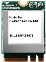 Intelligraphics Inc-IGX-PACD1-6174A1-BT Combo Wireless Module WLAN+BT Module 2412MHz to 2484MHz/5150MHz to 5850MHz 75-Pin