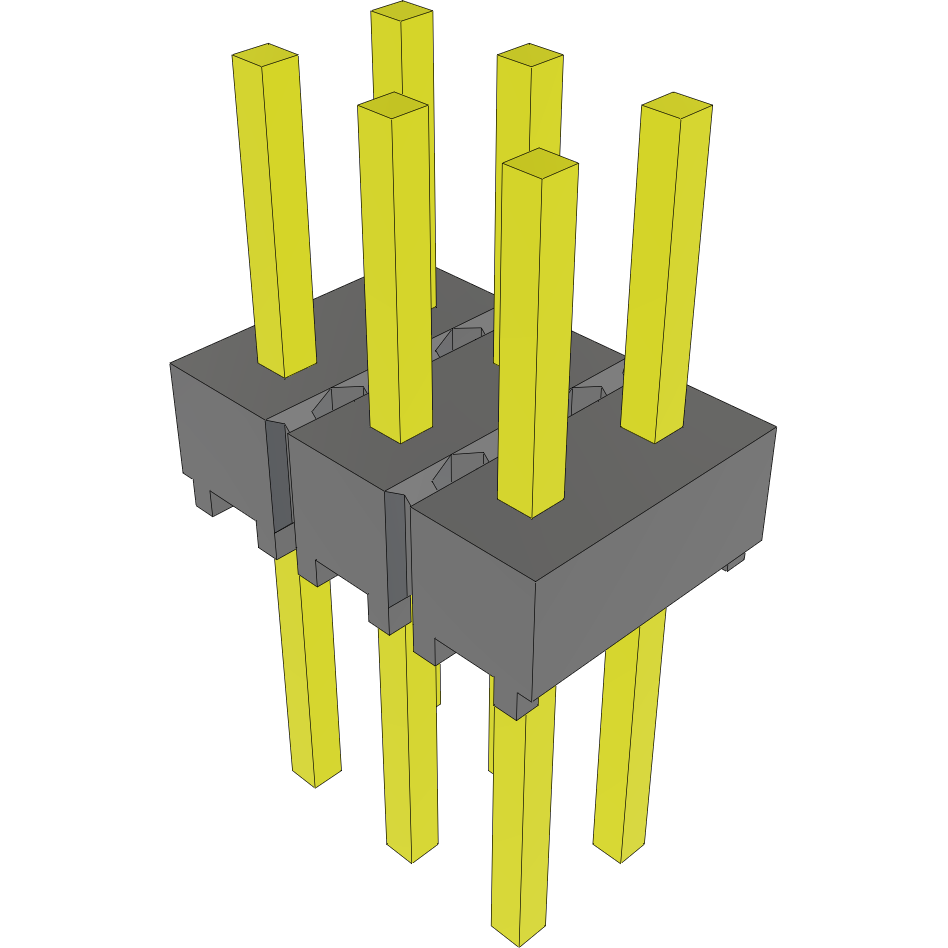 Samtec-MTSW-103-08-G-D-190 Piastre connettori e prese PCB Conn Unshrouded Header HDR 6 POS 2.54mm Solder ST Top Entry Thru-Hole Bulk