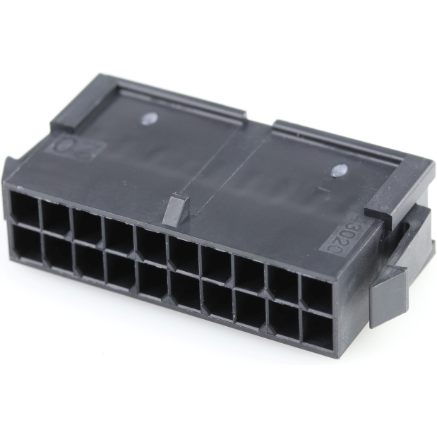Molex-430202000 Connector Discrete Wire Housing Conn Housing M 20 POS 3mm Crimp ST Panel Mount Black Micro-Fit 3.0™ Bag