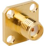 Conn SMA 0Hz to 12.4GHz 50Ohm Solder ST Flange Mount RCP Gold