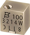 Bourns-3214W-1-103E Res Cermet Trimmer 10K Ohm 10% 0.25W(1/4W) 5(Elec)Turns 1.5mm (4.8 X 3.9 X 5.3mm) J-Hook SMD T/R