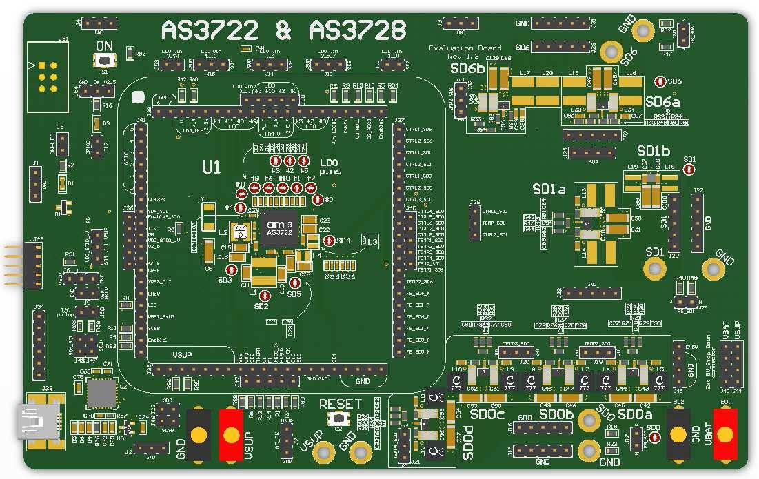ams OSRAM-AS3722-CT-00_EK_ST A Power Management Development Boards and Kits AS3722 PMIC Solution Evaluation Kit