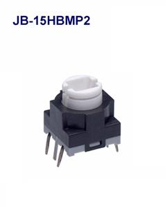 NKK Switches-JB-15HBMP2 Conmutador táctil Switch Tactile OFF (ON) SPST Square Button PC Pins 0.125A 24VDC 3VA 1000000Cycles 2.7N Thru-Hole