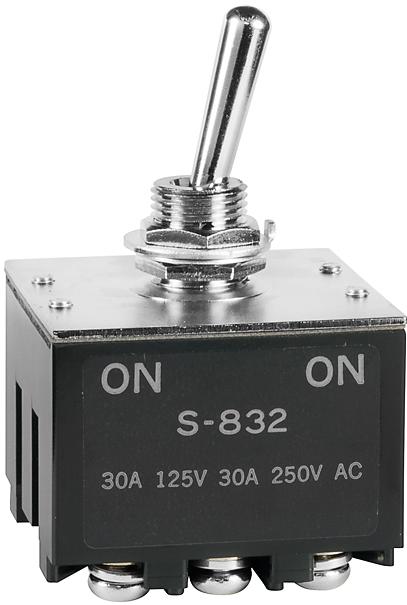NKK Switches-S832 Interruttore a levetta Switch Toggle ON None ON 3PDT Round Lever Screw Lug 30A 250VAC 30VDC Panel Mount with Threads