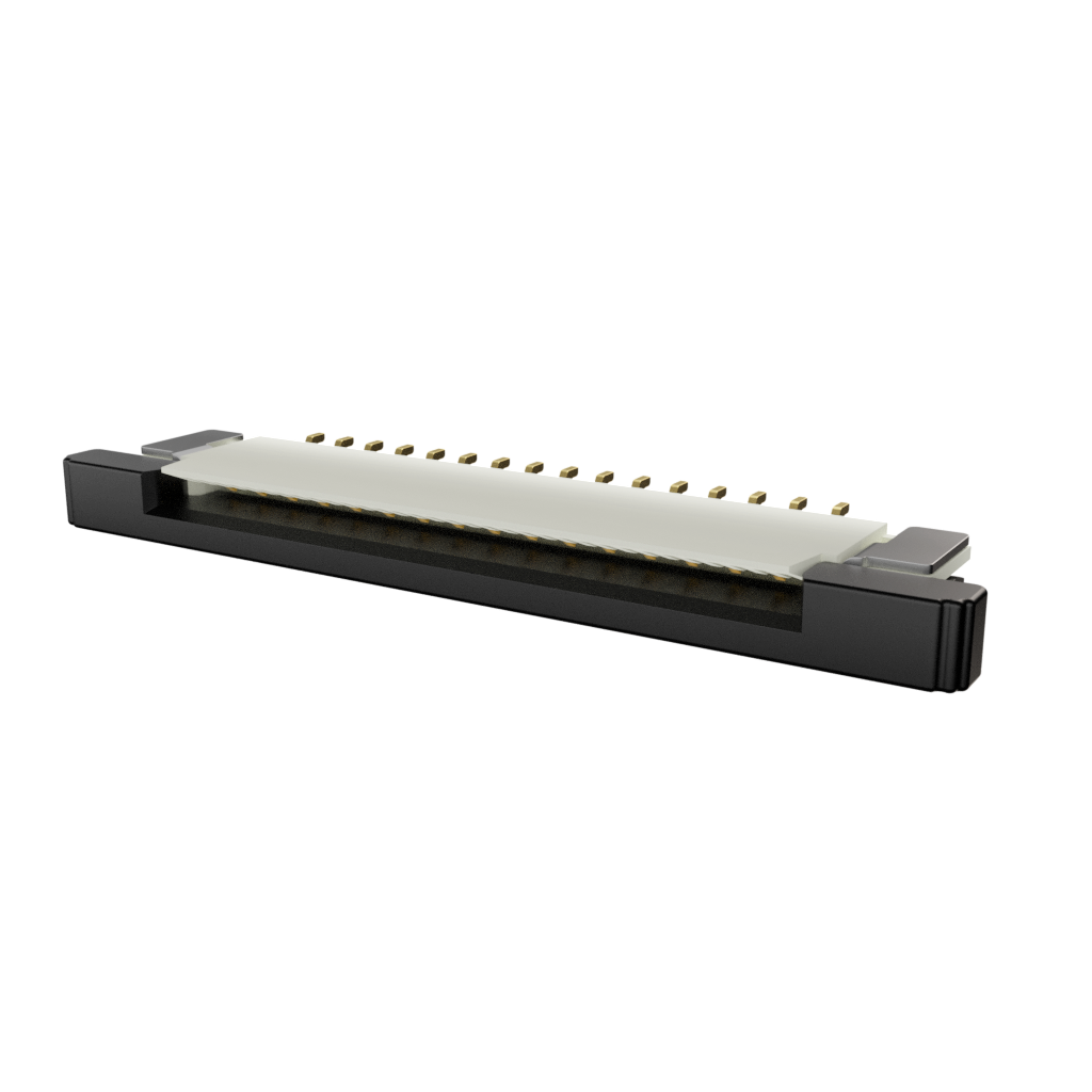 Amphenol Communications Solutions-F52R-1A7H1-11016 Steckverbinder, FFC-FPC Flex Connector 1.00mm Pitch Height 2.00mm Right angle Slider type ZIF Bottom contact 16 position