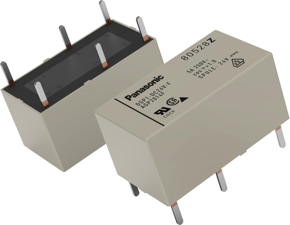 Panasonic-DSP1-L-DC6V-F Power Relays Power Relay 6VDC 5(DC)/5(AC)A SPST-NO/SPST-NC(20.2x11x10.5)mm THT