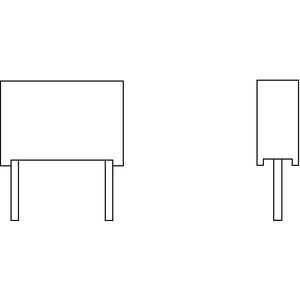 Vishay-MKP1840410256 Kondensator, Kunststofffilm Cap Film 0.1uF 250V PP 20%( 12.5 X 4 X 10mm) Radial Plastic Rectangular Can 10mm 100°C Bulk