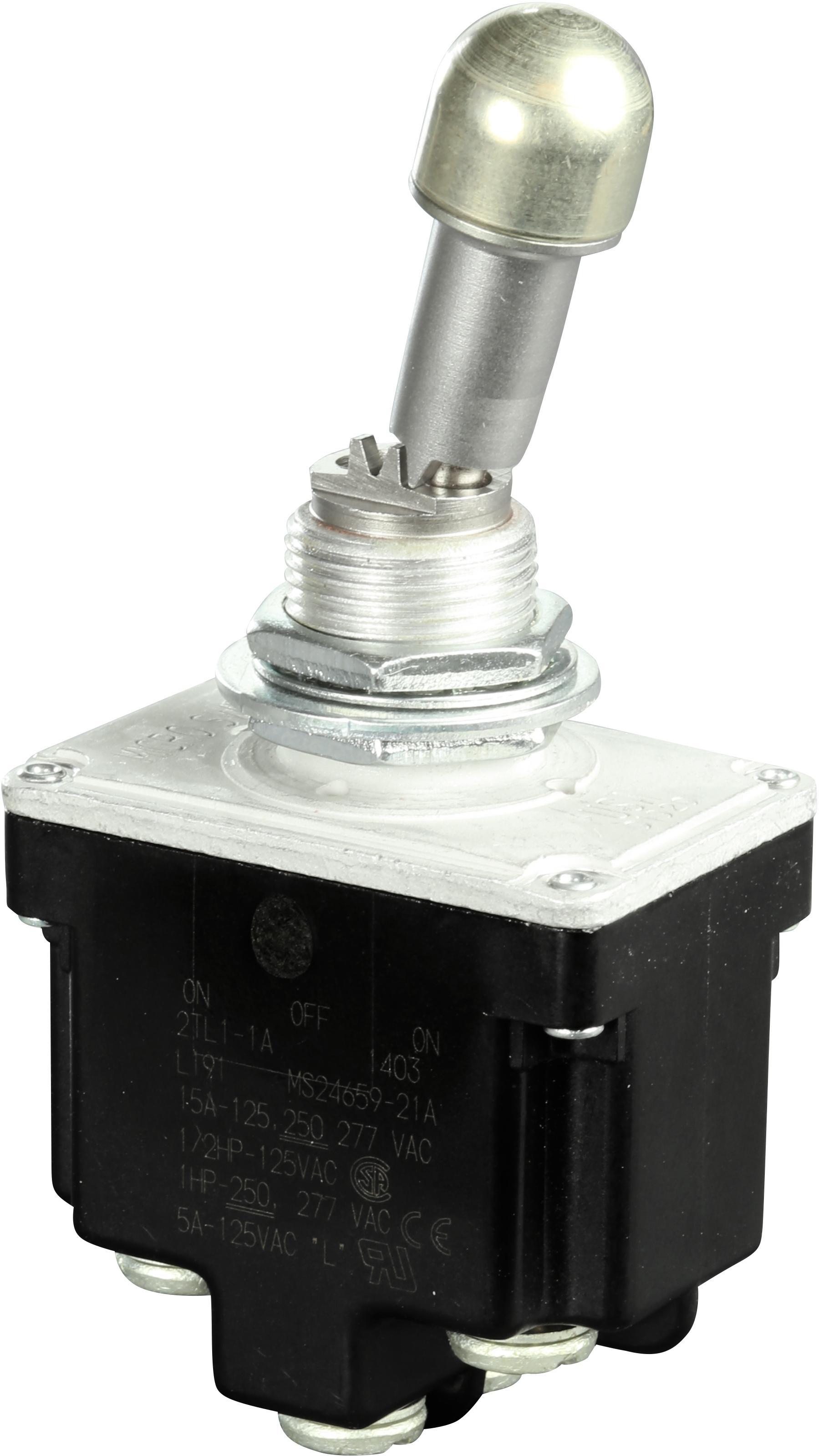 Honeywell-2TL1-1A Switch Toggle Switch Toggle ON OFF ON DPDT Locking Lever Screw 20A 277VAC 250VDC 745.7VA Panel Mount with Threads