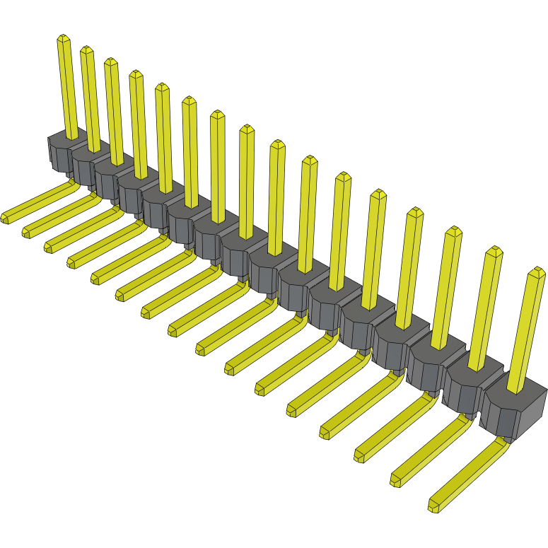 Samtec-TSW-116-16-L-S-RA Cabezales del conector y receptáculos PCB Conn Unshrouded Header HDR 16 POS 2.54mm Solder RA Side Entry Thru-Hole Bulk